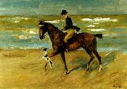Max Liebermann ryttare vid havsstranden Spain oil painting artist